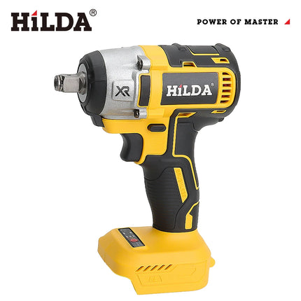 HILDA-llave eléctrica sin escobillas con batería de iones de litio de 1/2 pulgadas, herramientas eléctricas inalámbricas para batería Makita de 18V con luz Led