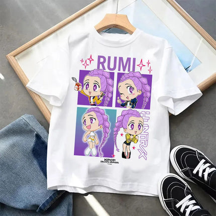 Kpop Demon Hunters-ropa para niños, camiseta de manga corta, camiseta Kpop Demon Hunters Tiger Harajuku, regalo para niños y niñas
