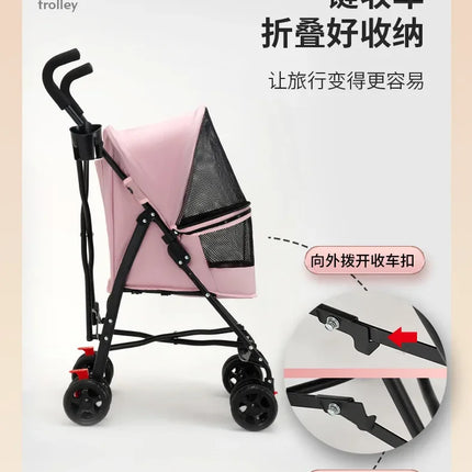 Cochecito para perros y gatos, cochecito de bebé de peluche para perros y gatos, ligero y plegable para perros pequeños al salir