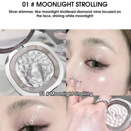 LEEINTO polvo nacarado brillante de alto brillo que ilumina el disco de sombra de ojos de maquillaje