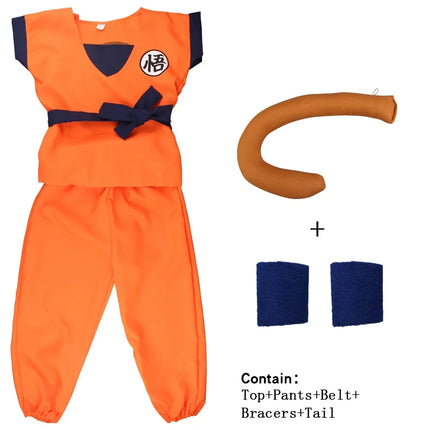 Disfraces de Anime Son Goku para niños, ropa de entrenamiento Krillin, trajes de superhéroe con peluca Super Saiyan, disfraz de fiesta de cómic Con