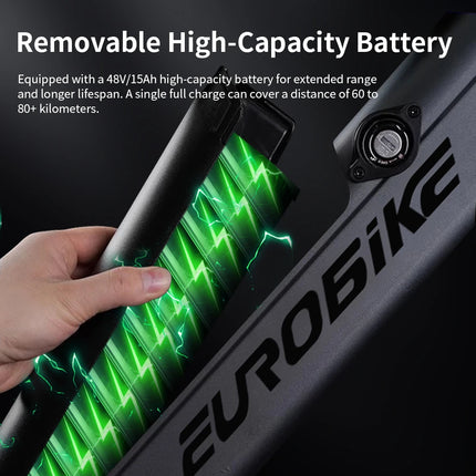 Bicicleta eléctrica con Motor de 400W, batería de litio extraíble de 48V y 15AH, bicicleta eléctrica todoterreno de montaña para adultos de 26 pulgadas y 21 velocidades