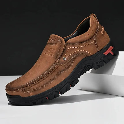 Zapatos de cuero hechos a mano para hombre, mocasines informales sin cordones para exteriores, zapatos de cuero para hombre, mocasines planos, zapatos para caminar antideslizantes, triangulación de envíos