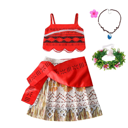Traje para niñas, disfraz de Cosplay para niños, vestido de princesa para fiesta, vestido de playa informal de verano, conjunto de peluca y collar, vestidos de fiesta para niñas