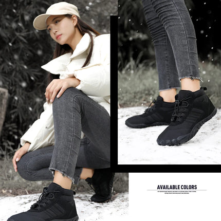 Zapatos impermeables de invierno para hombre y mujer, botas de nieve de algodón, cálidas, forradas de piel, Unisex, para caminar, senderismo y al aire libre