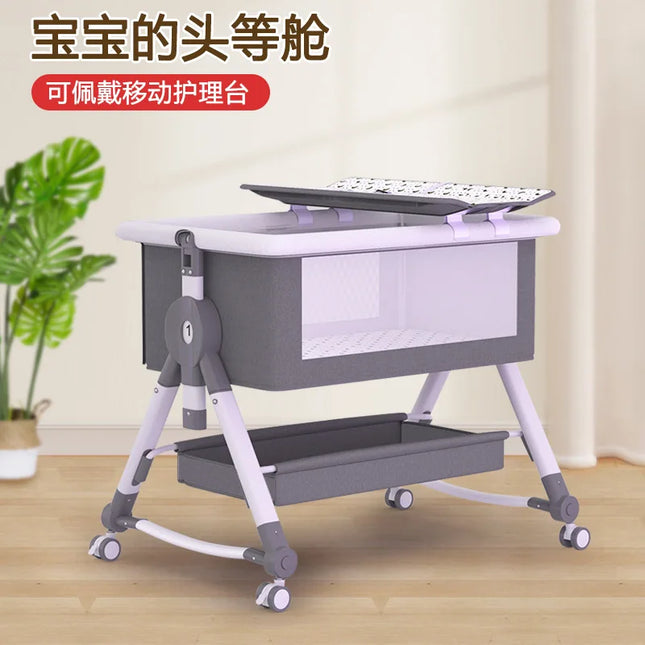 Cama de empalme grande para recién nacido, mecedora de bebé bb, cuna para niños, multifuncional, móvil y plegable