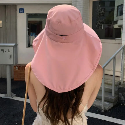 Sombrero de cubo para el sol al aire libre para mujeres y niñas, sombrero de pesca, sombrero de cubo de ala ancha con cubierta para el cuello, gorra de Safari con protección UPF 50+